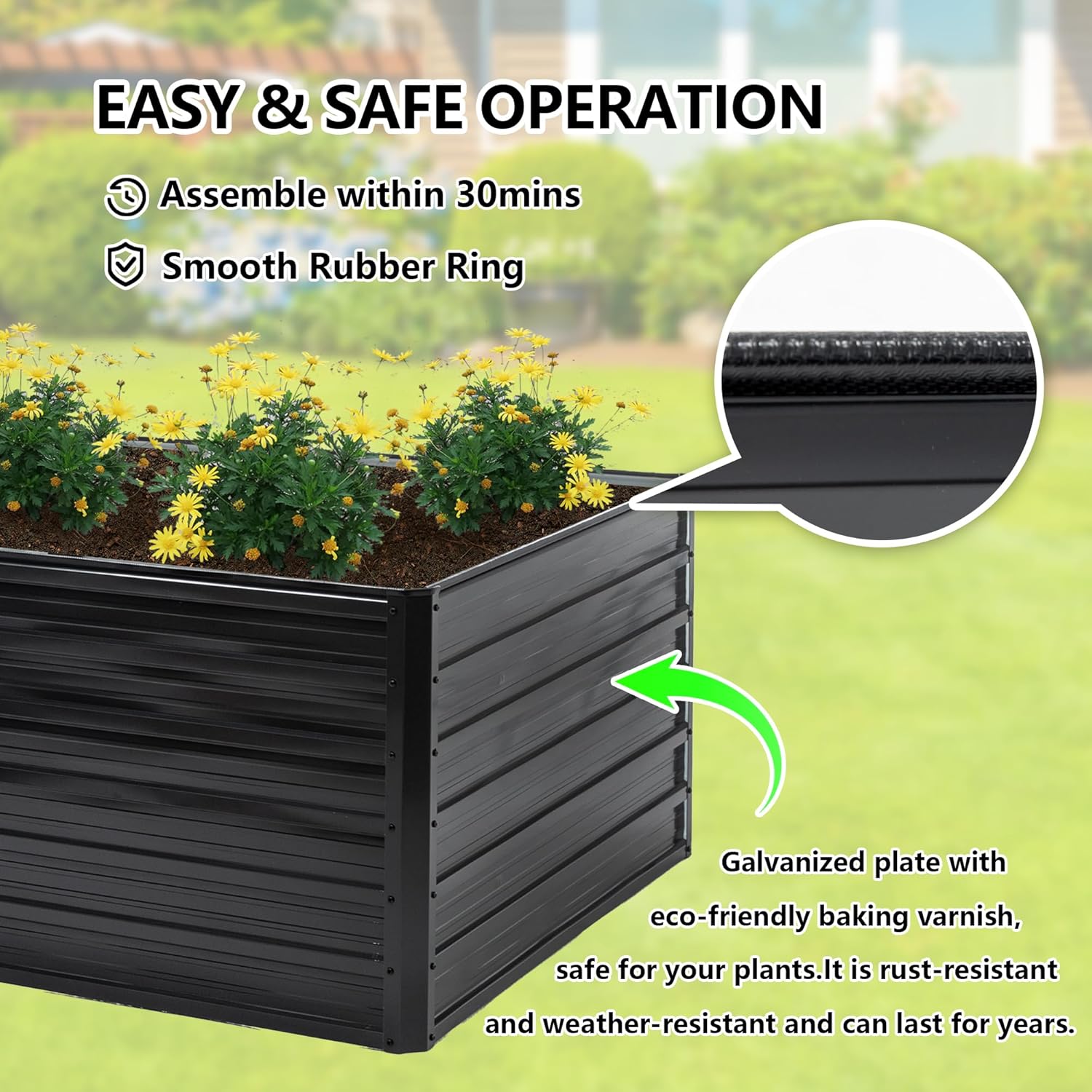 حوض زراعة مرتفع مجلفن 8×4×2 قد - مراجعة Raised Bed Planter Box وسعره