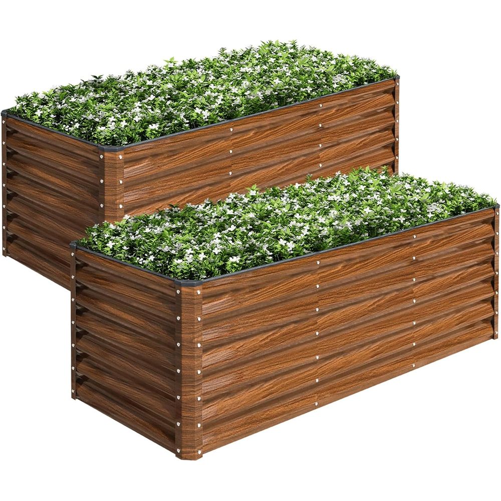 طقم حوض زراعة معدني مجلفن 6×2× - مراجعة Raised Bed Planter Box وسعره