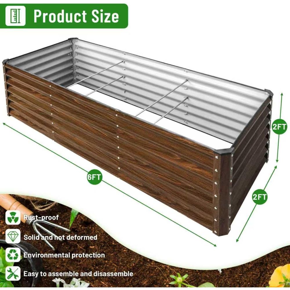 طقم حوض زراعة معدني مجلفن 6×2× - مراجعة Raised Bed Planter Box وسعره