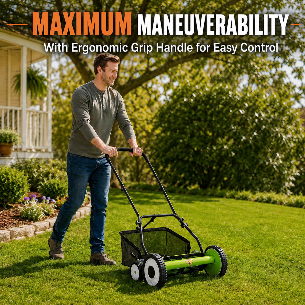 جزازة عشب يدوية بعجلات دفع مقا - مراجعة Gardening Tools Cutter وسعره