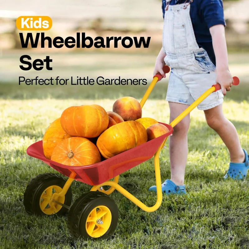عربة يد للأطفال مع مجموعة أدوا - مراجعة Gardening Tools Kids وسعره