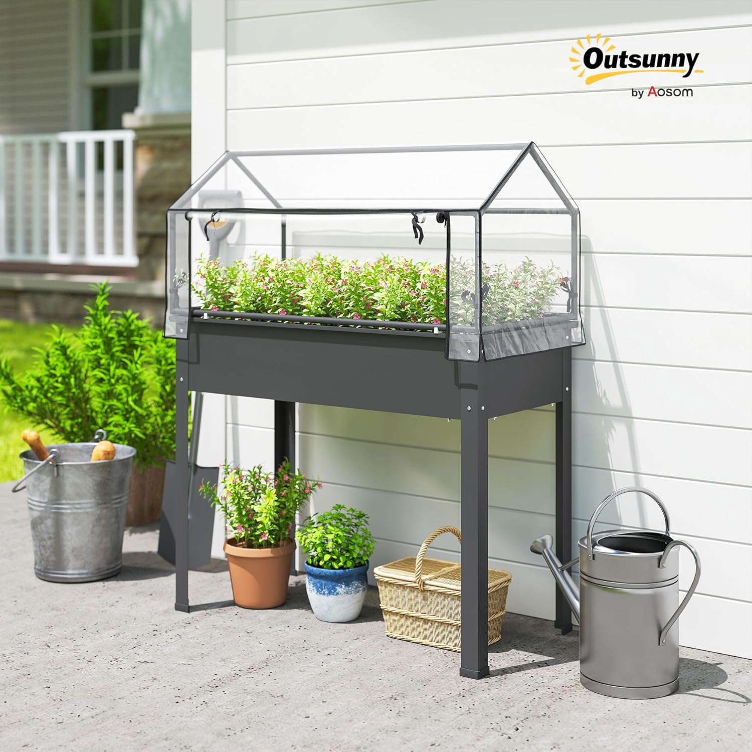 حوض زراعة مرتفع مع غطاء للدفيئ - مراجعة Raised Bed Planter Box وسعره